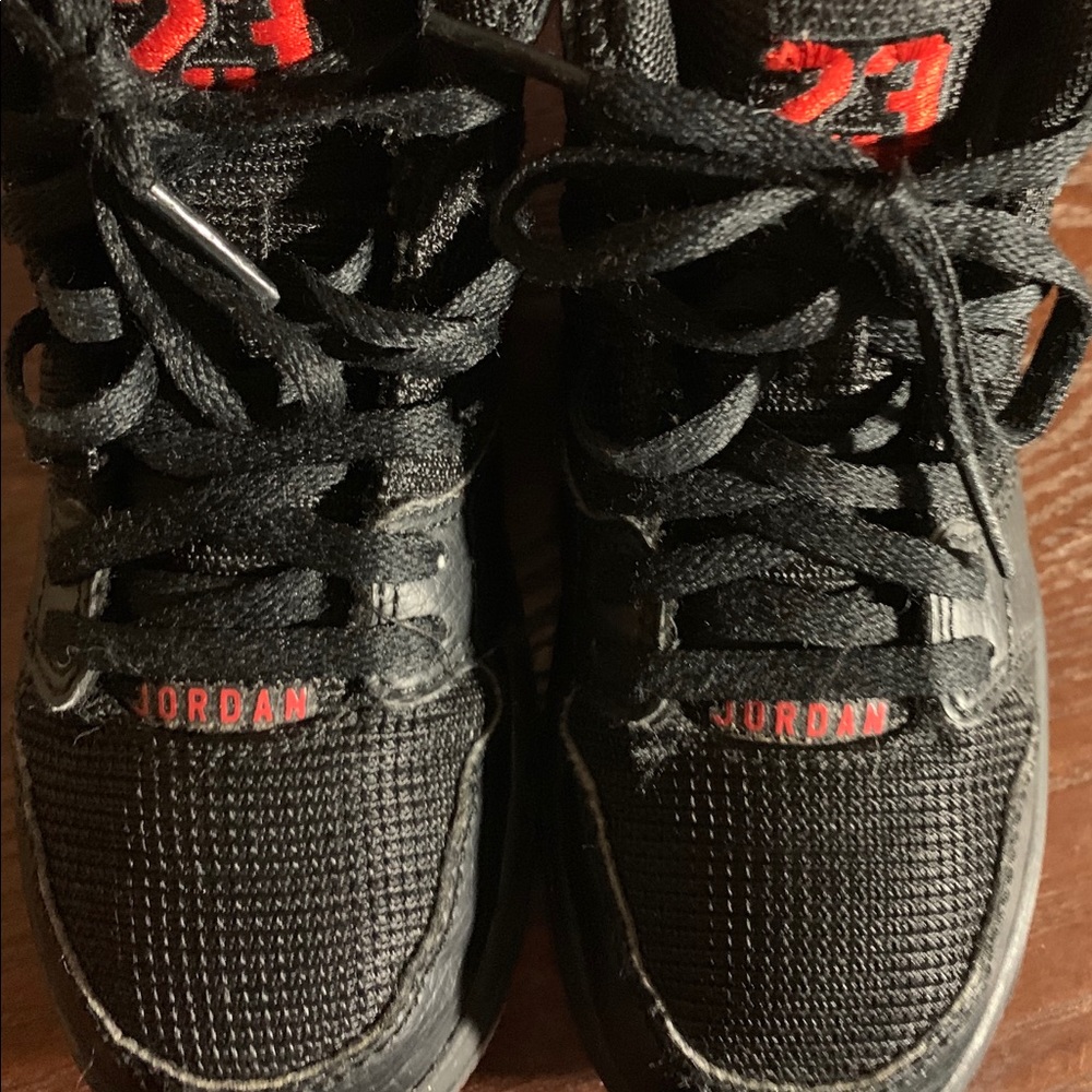 Kids 11c Black and Red Jordan’s